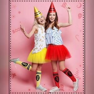 Colourful Crayola Crayon Costume Tutu Skirt With Socks And Hat